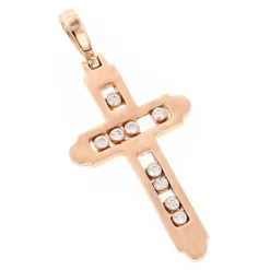 14K Yellow Gold Floating Diamond Cross Pendant LUCCELLO Monte Carlo -Outlet Radiant Bijou Store 14k floating diamond cross pendant luccello monte carlo p 6576 ro