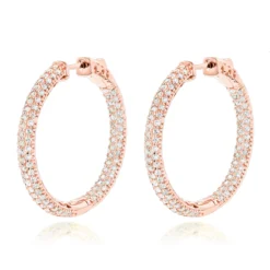 14K White Gold 1 3/8 Inch Diamond Hoop Earrings Inside Out 4.40ct -Outlet Radiant Bijou Store 14k gold 1 inch diamond hoop earrings inside out 440ct p 6283 ro