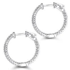 14K White Gold 1 Inch Inside Out Diamond Hoop Earrings 0.6ct By Luxurman -Outlet Radiant Bijou Store 14k gold 1 inch inside out diamond hoop earrings 06ct by luxurman backwh