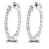 14K White Gold 1 Inch Inside Out Diamond Hoop Earrings 0.6ct By Luxurman -Outlet Radiant Bijou Store 14k gold 1 inch inside out diamond hoop earrings 06ct by luxurman mainwh