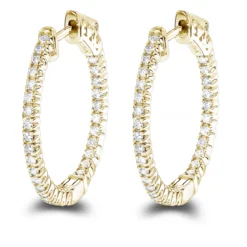 14K White Gold 1 Inch Inside Out Diamond Hoop Earrings 0.6ct By Luxurman -Outlet Radiant Bijou Store 14k gold 1 inch inside out diamond hoop earrings 06ct by luxurman ye