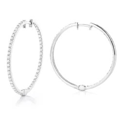 14K Yellow Gold 1 Row Inside Out Diamond Hoop Earrings 3.15ct -Outlet Radiant Bijou Store 14k gold 1 row inside out diamond hoop earrings 315ct p 5996 wh