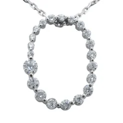 14K White Gold 21 Stone Diamond Journey Necklace 0.50ct