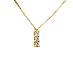 14K Yellow Gold 3 Stone Diamond Journey Pendant For Women 0.3ct