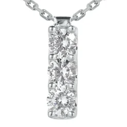 14K White Gold 3 Stone Diamond Journey Pendant 0.60ct
