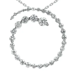 14K White Gold 33 Stone Diamond Journey Necklace 1.50ct