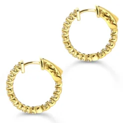 14K Yellow Gold 3/4in Inside Out Yellow Diamond Hoop Earrings 1 Carat By Luxurman 11 14K Yellow Gold 3/4in Inside Out Yellow Diamond Hoop Earrings 1 Carat By Luxurman -Outlet Radiant Bijou Store 14k gold 34in inside out yellow diamond hoop earrings 1 carat by luxurman backye
