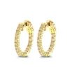 14K Yellow Gold 3/4in Inside Out Yellow Diamond Hoop Earrings 1 Carat By Luxurman -Outlet Radiant Bijou Store 14k gold 34in inside out yellow diamond hoop earrings 1 carat by luxurman ye