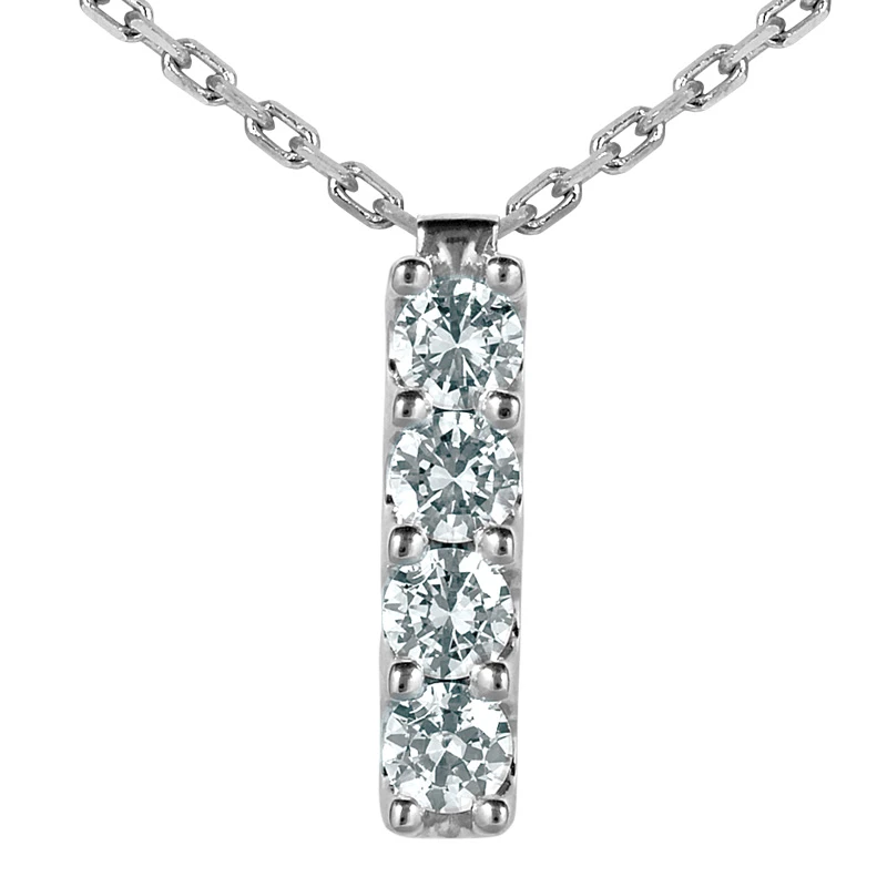 14K White Gold 4 Stone Diamond Journey Pendant 0.60ct 3 14K White Gold 4 Stone Diamond Journey Pendant 0.60ct