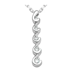 14K White Gold 5 Stone Diamond Journey Necklace 0.26ct