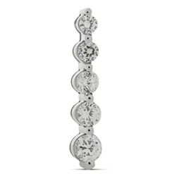 14K White Gold 5 Stone Round Diamond Journey Necklace 1ct