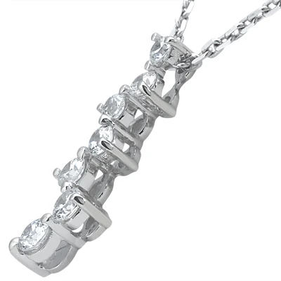 14K White Gold 7 Stone Diamond Journey Necklace 2.50ct 4 14K White Gold 7 Stone Diamond Journey Necklace 2.50ct - Image 2