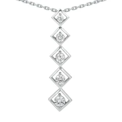 14K White Gold Unique 5 Stone Diamond Journey Pendant 0.25ct