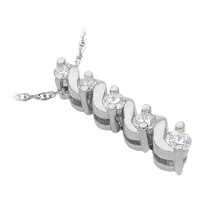 14K White Gold 5 Stone Diamond Journey Pendant 0.33ct 5 14K White Gold 5 Stone Diamond Journey Pendant 0.33ct - Image 3