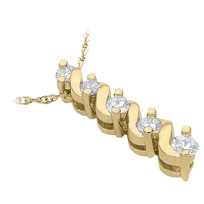 14K White Gold 5 Stone Diamond Journey Pendant 0.33ct 4 14K White Gold 5 Stone Diamond Journey Pendant 0.33ct - Image 2