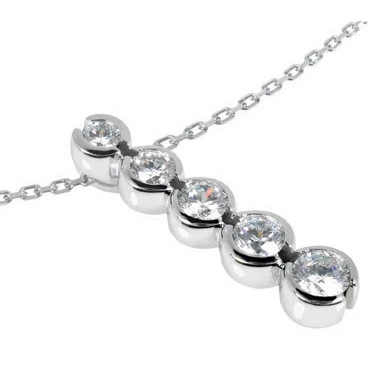 14K White Gold Bezel Set 5 Stone Round Diamond Journey Pendant 0.50ct 4 14K White Gold Bezel Set 5 Stone Round Diamond Journey Pendant 0.50ct - Image 2