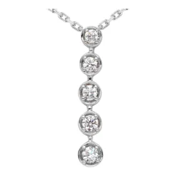 14K White Gold 5 Stone 4 Prong Set Diamond Journey Pendant 0.50ct