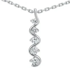 14K White Gold 5 Stone Diamond Journey Pendant 0.50ct