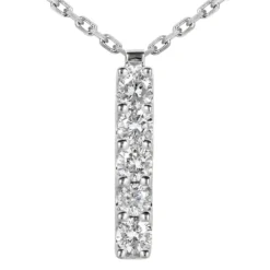 14K White Gold Designer 5 Stone Diamond Journey Pendant 0.75ct