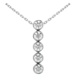 14K White Gold Unique 5 Stone Diamond Journey Pendant 0.75ct