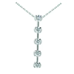 14K White Gold Handmade 5 Stone Diamond Journey Pendant 0.75ct