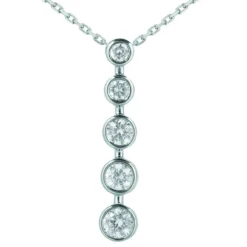 14K White Gold Designer 5 Stone Diamond Journey Pendant 1.50ct