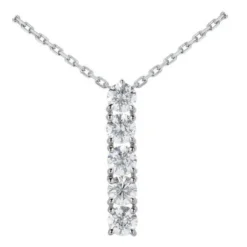 14K White Gold 5 Stone Diamond Journey Pendant 1.50ct