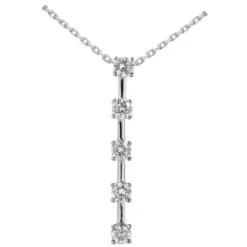 14K White Gold 5 Stone Diamond Journey Pendant 1.75ct