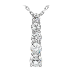 14K White Gold Handmade Unique 5 Stone Diamond Journey Pendant 1ct