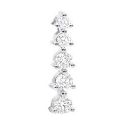 14K White Gold 5 Stone Prong Set Diamond Journey Pendant 1ct