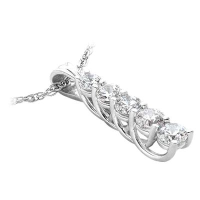 14K White Gold Unique 5 Stone Diamond Journey Pendant 2.50ct 4 14K White Gold Unique 5 Stone Diamond Journey Pendant 2.50ct - Image 2