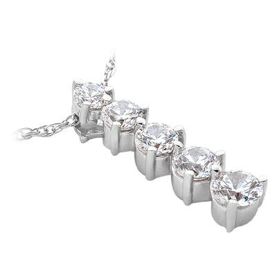 14K White Gold 5 Stone Handmade Unique Diamond Journey Pendant 2.50ct 4 14K White Gold 5 Stone Handmade Unique Diamond Journey Pendant 2.50ct - Image 2