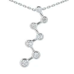 14K White Gold 7 Stone Diamond Journey Necklace 0.75ct