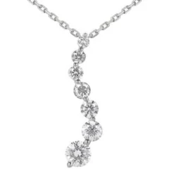 14K White Gold 7 Stone Diamond Journey Necklace 2ct