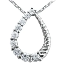 14K White Gold 9 Stone Diamond Journey Necklace 0.75ct