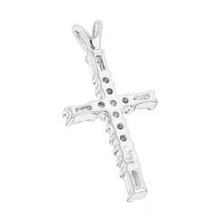 14K White Gold Baguette & Round Diamond Cross Necklace 0.35ct -Outlet Radiant Bijou Store 14k gold baguette round diamond cross necklace 035ct p 26537 backwh