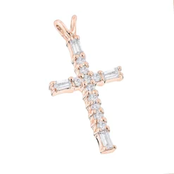 14K White Gold Baguette & Round Diamond Cross Necklace 0.35ct -Outlet Radiant Bijou Store 14k gold baguette round diamond cross necklace 035ct p 26537 ro