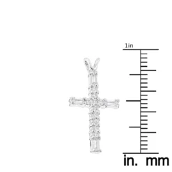 14K White Gold Baguette & Round Diamond Cross Necklace 0.35ct -Outlet Radiant Bijou Store 14k gold baguette round diamond cross necklace 035ct p 26537 rulerwh