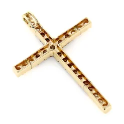 14K Yellow Gold White And Brown Diamond Cross Pendant 0.86ct -Outlet Radiant Bijou Store 14k gold clear and brown diamond cross pendant 086ct p 6564 backye