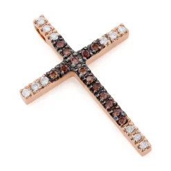14K Yellow Gold White And Brown Diamond Cross Pendant 0.86ct -Outlet Radiant Bijou Store 14k gold clear and brown diamond cross pendant 086ct p 6564 ro