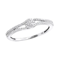 14K White Gold Cluster Diamond Ring For Women 0.31ct