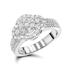 14K White Gold Cluster Diamond Ring 1.23ct