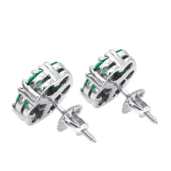14K White Gold Cluster Emerald Stud Earrings 4ct -Outlet Radiant Bijou Store 14k gold cluster emerald stud earrings 400ct p 5963 backwh