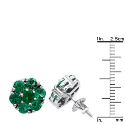 14K White Gold Cluster Emerald Stud Earrings 4ct -Outlet Radiant Bijou Store 14k gold cluster emerald stud earrings 400ct p 5963 rulerwh