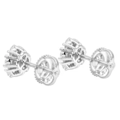 14K White Gold Cluster Flower Diamond Stud Earrings For Women 0.75ct By Luxurman -Outlet Radiant Bijou Store 14k gold cluster flower diamond stud earrings for women 075ct by luxurman backwh