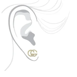 14K Yellow Gold Custom Made Diamond Earrings 0.55ct G Initials Letters Studs -Outlet Radiant Bijou Store 14k gold custom made diamond earrings 055ct g initials letters studs bodye