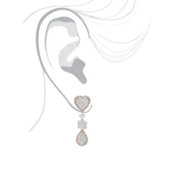 14K White Gold Dangle Diamond Heart Earrings 3ct By LUXURMAN -Outlet Radiant Bijou Store 14k gold dangle diamond heart earrings 3ct by luxurman body rose