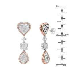14K White Gold Dangle Diamond Heart Earrings 3ct By LUXURMAN -Outlet Radiant Bijou Store 14k gold dangle diamond heart earrings 3ct by luxurman ruler rose