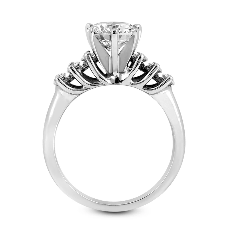 14K White Gold Designer 5-Stone Diamond Engagement Ring 0.68ct 11 14K White Gold Designer 5-Stone Diamond Engagement Ring 0.68ct - Image 9