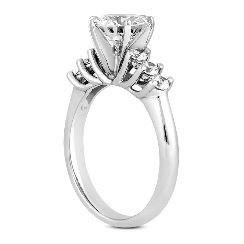 14K White Gold Designer 5-Stone Diamond Engagement Ring 0.68ct 6 14K White Gold Designer 5-Stone Diamond Engagement Ring 0.68ct - Image 4